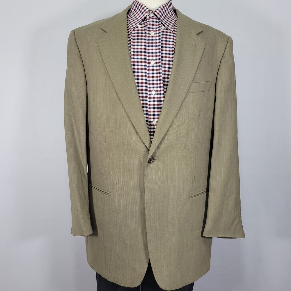 Monsieur Givenchy Men's Sport Coat Blazer One Button Brown 100s Worsted Wool 44L